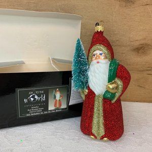 Joy to the World Red Beaded Santa